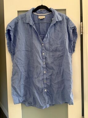 Rachel Zoe Light Blue Casual Linen Button-Down Shirt